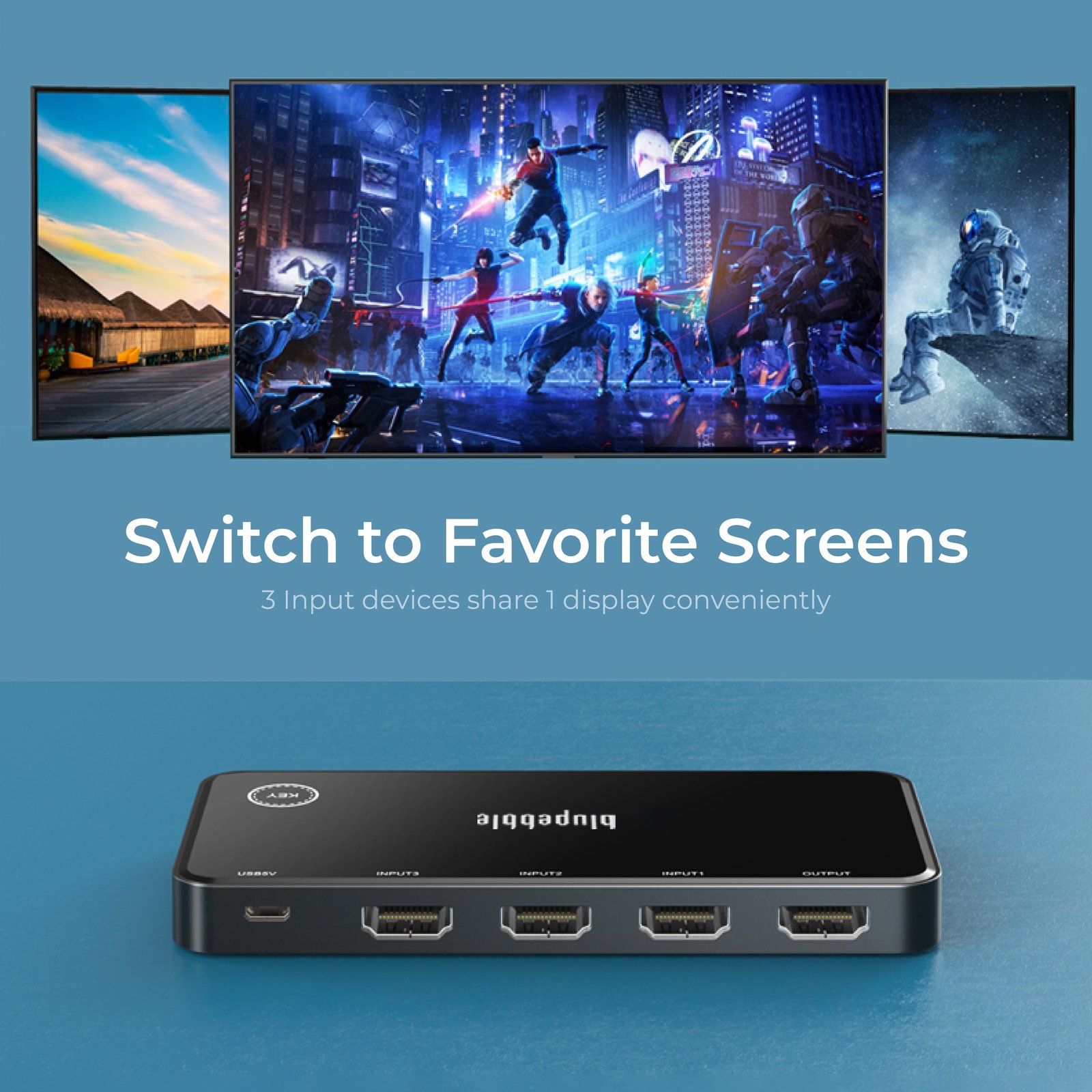 BLUPEBBLE 3IN1 HDMI SWITCH SPACE GRAY BP-HS4K3PB-SG - Image 4