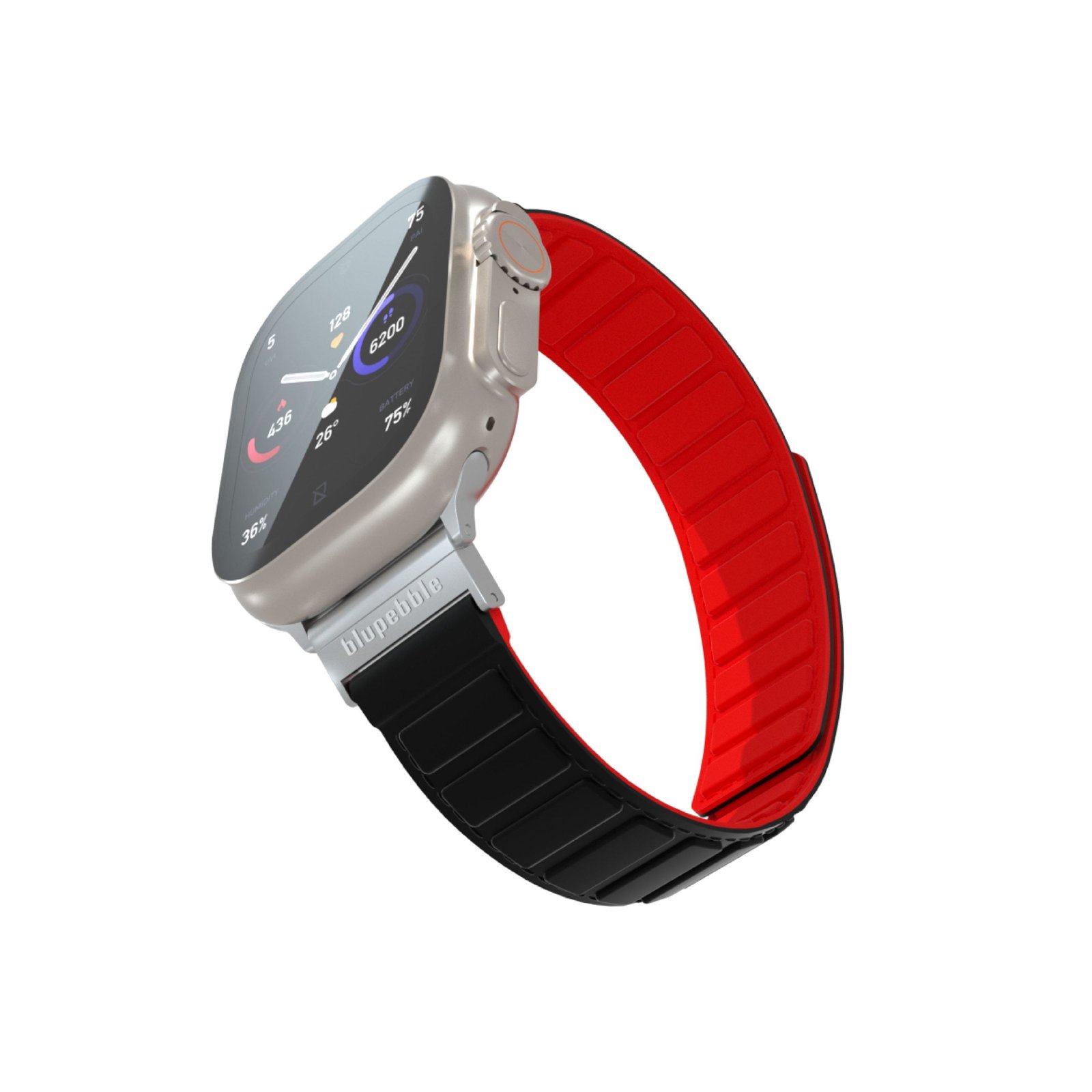 BLUPEBBLE AVERAU SILICONE REVERSIBLE MAGNETIC STRAP 49/45/44/42MM BLACK/RED BP-AVERAU49-BKRD - Image 5