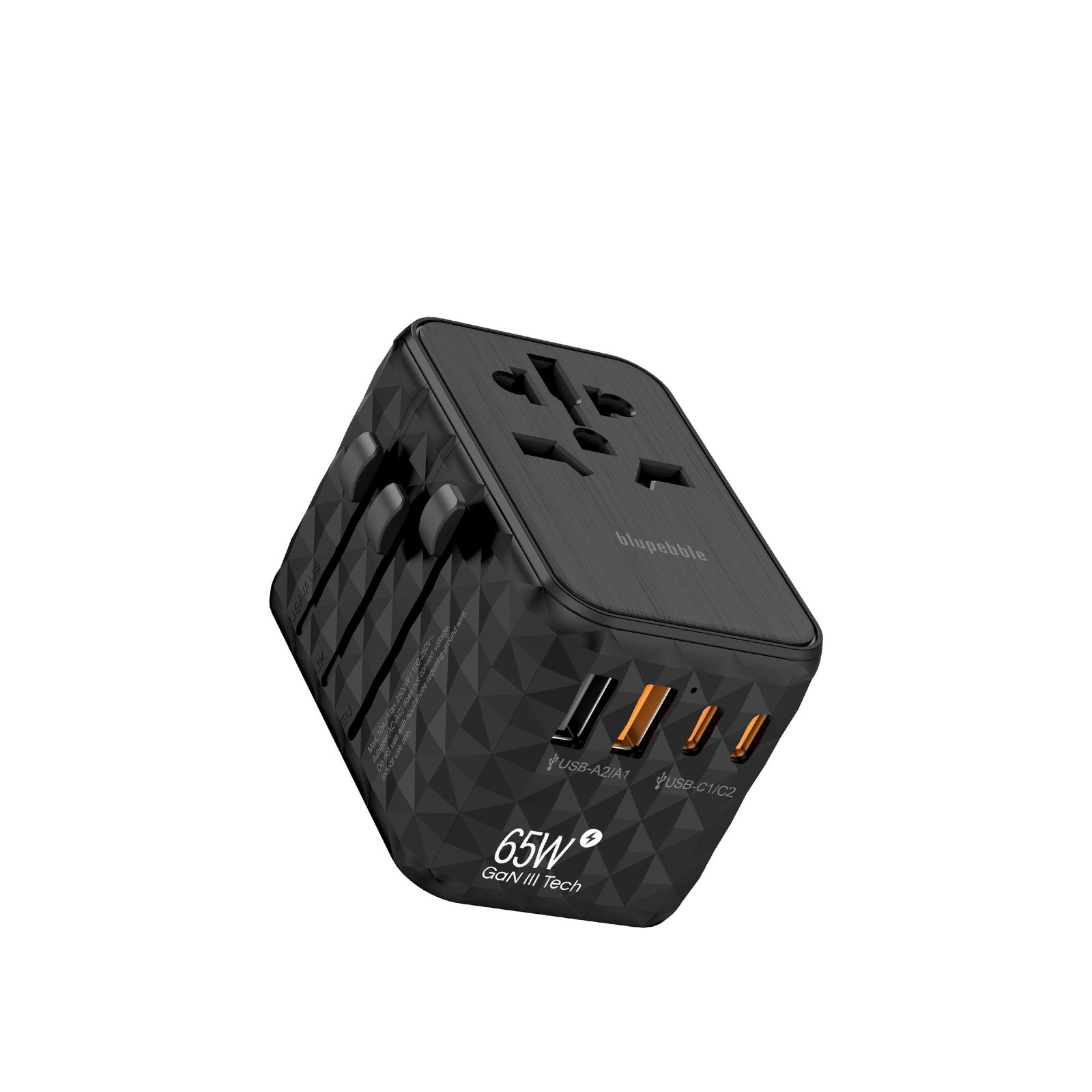 BLUPEBBLE PASSPORT 2.1 WORLD TRAVEL ADAPTER WITH PD 65W + 2 USB-C + 2USB-A - Image 2