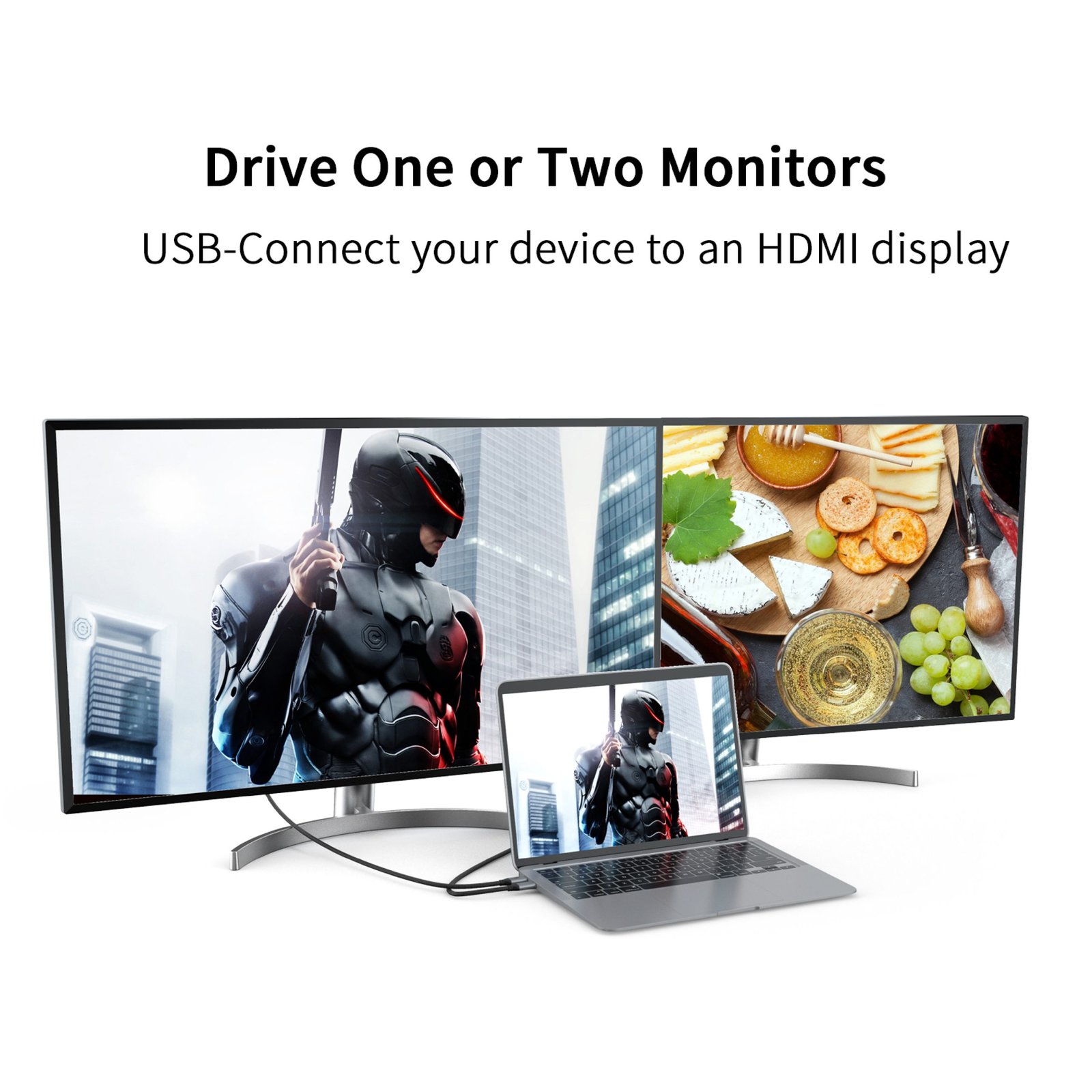 BLUPEBBLE USB TYPE C TO HDMI CABLE 4K/60HZ BLACK BP-160PU31CMHD2S-GY - Image 6