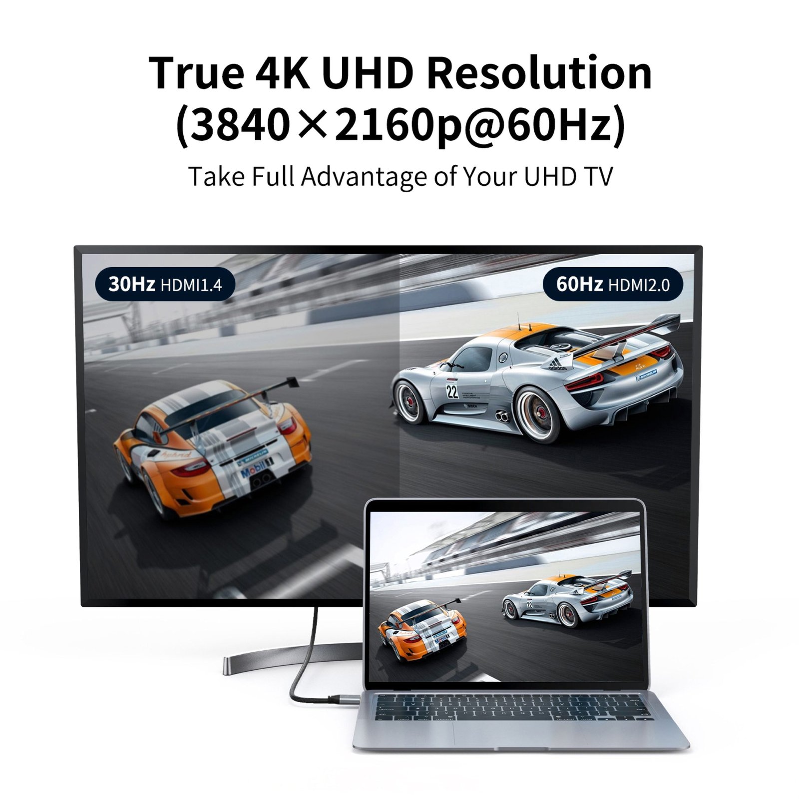 BLUPEBBLE USB TYPE C TO HDMI CABLE 4K/60HZ BLACK BP-160PU31CMHD2S-GY - Image 3