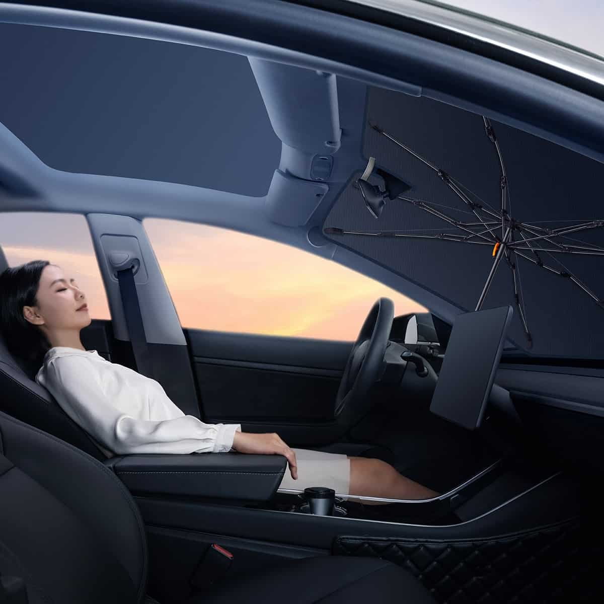 BASEUS COOLRIDE DOUBLED LAYERED WINDSHIELD SUN SHADE UMBRELLA PRO CLUSTER BLACK - Image 3