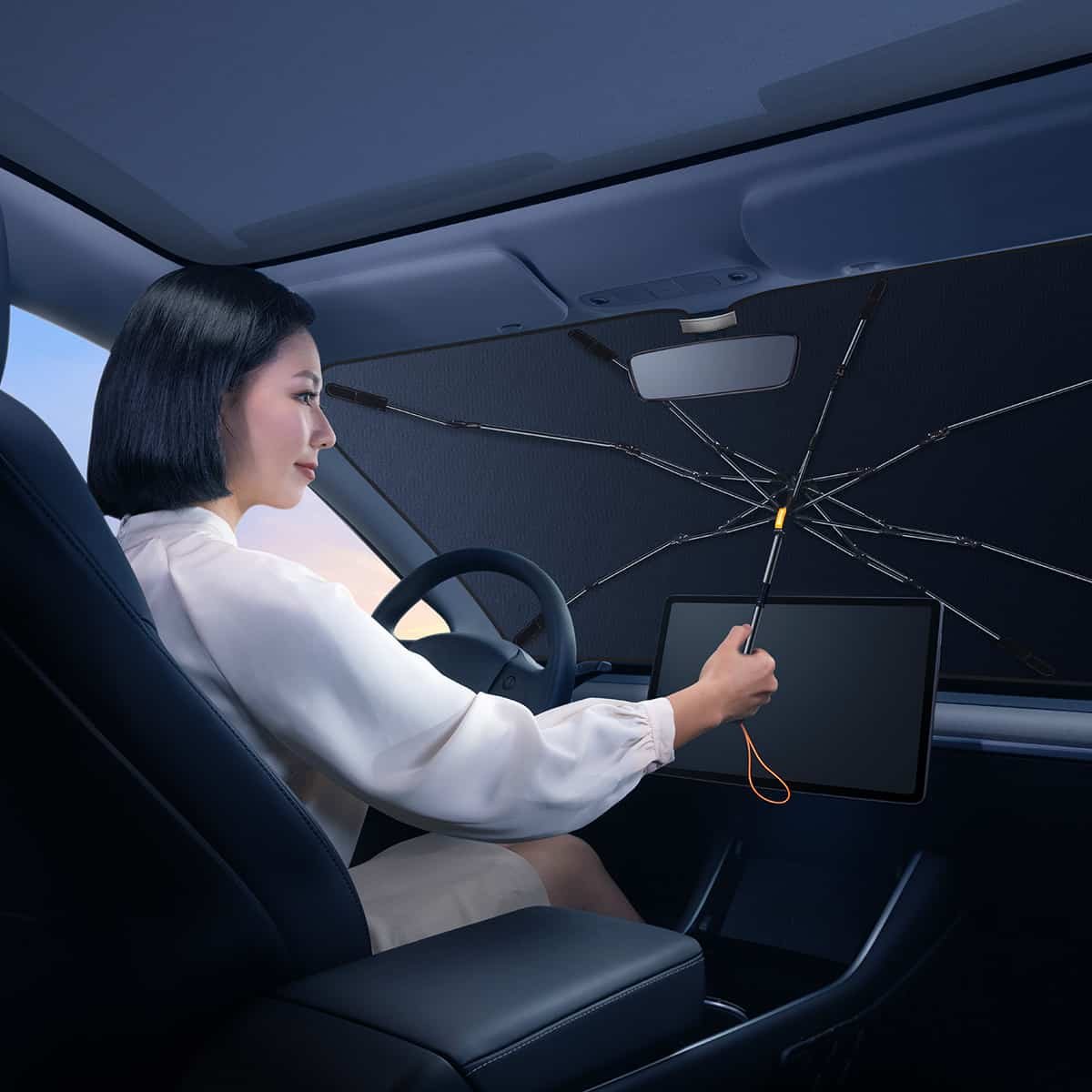 BASEUS COOLRIDE DOUBLED LAYERED WINDSHIELD SUN SHADE UMBRELLA PRO CLUSTER BLACK - Image 4