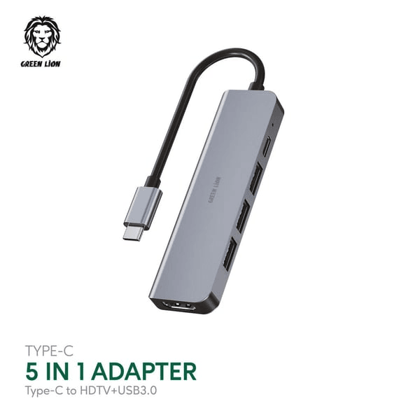 GREEN LION 5 IN 1 TYPE-C ADAPTER 4K GRAY GNADA5IN1GY - Image 2