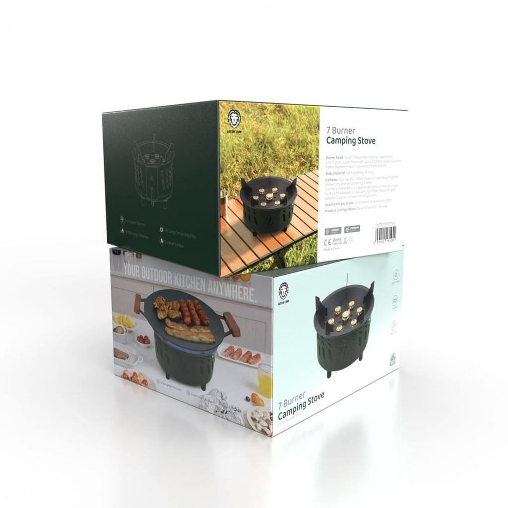 GREEN LION SEVEN BURNER CAMPING STOVE WITH STORAGE BAG GREEN GN7BCMSTOVEGN - Image 2