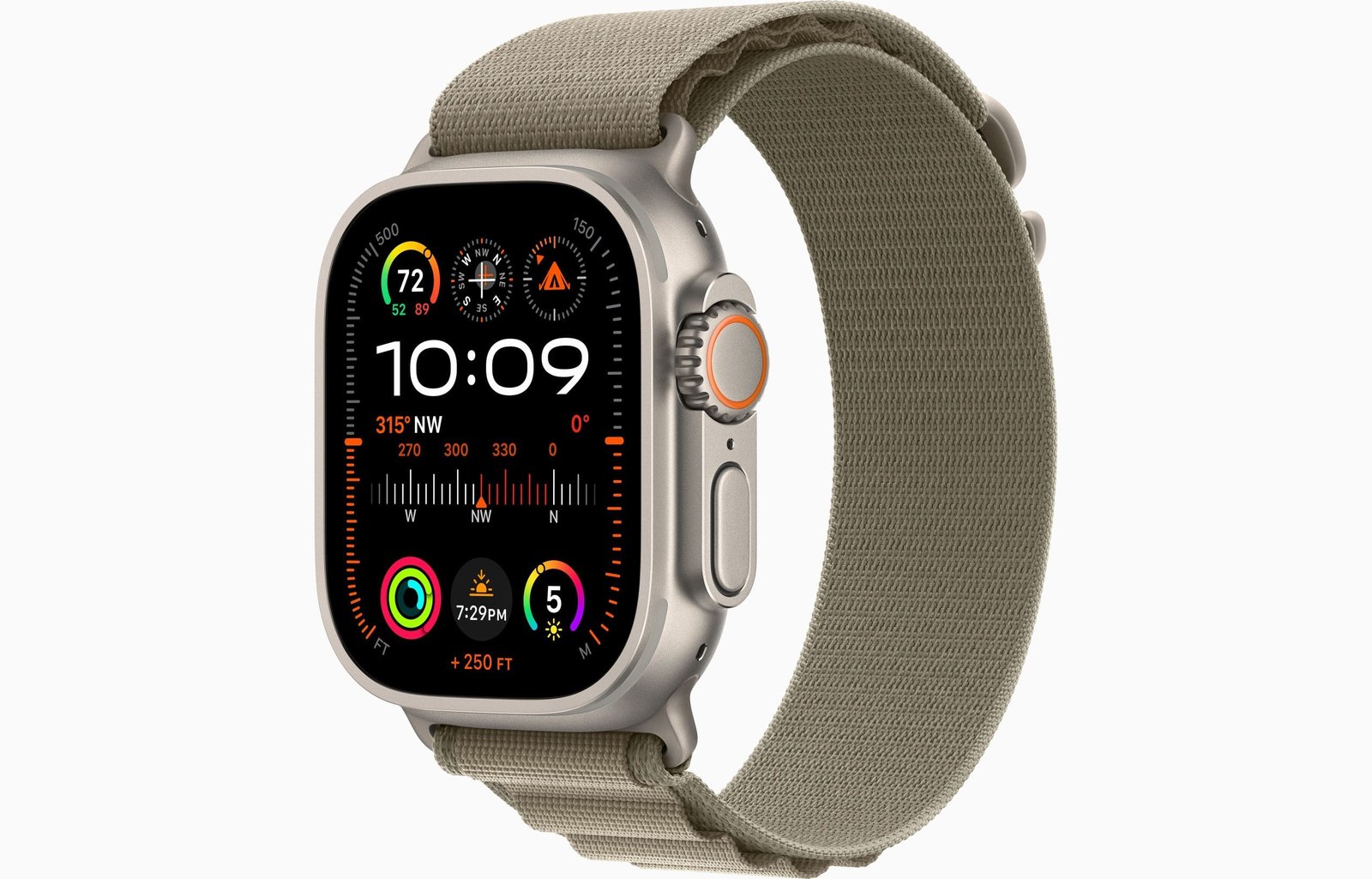 APPLE WATCH ULTRA 2 49MM GPS + CELLULAR TITANIUM CASE WITH OLIVE ALPINE LOOP