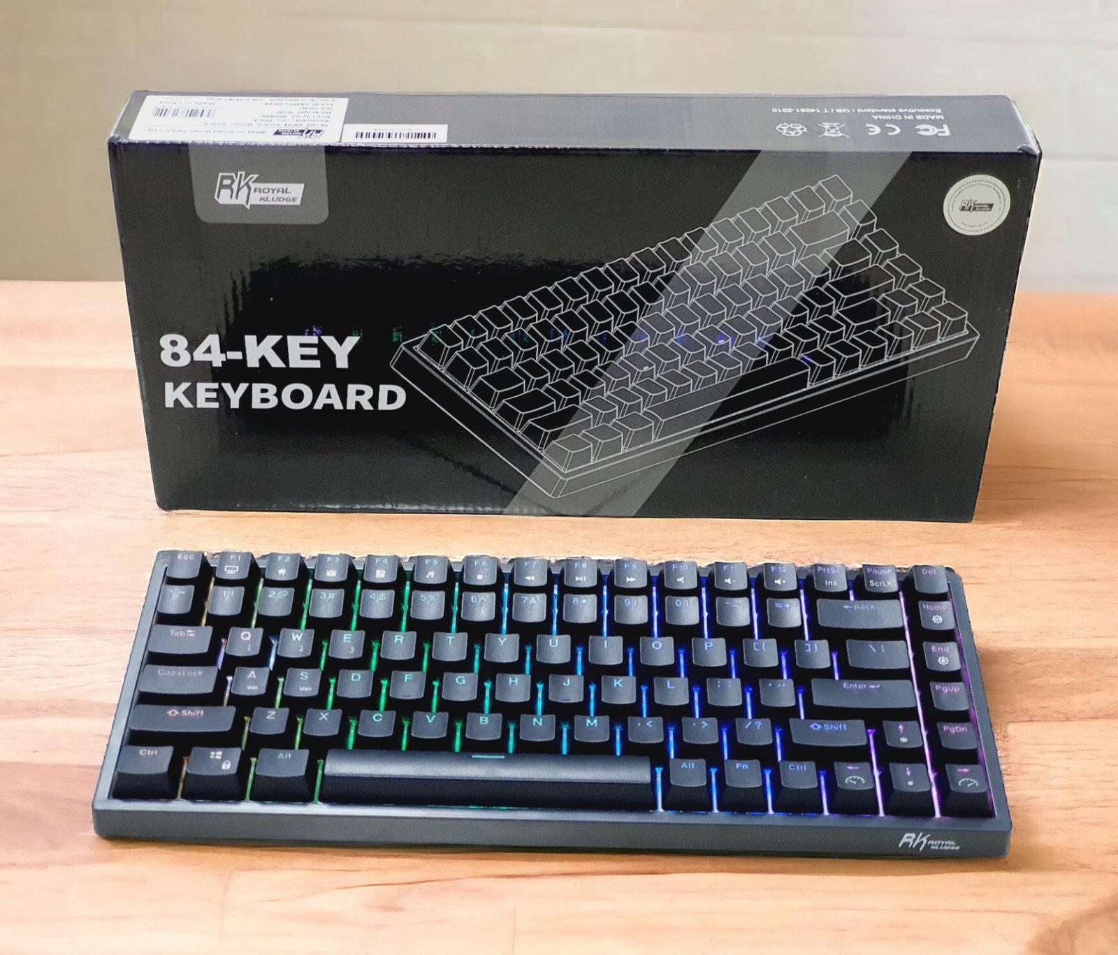 ROYAL KLUDGE GAMING KEYBOARD RGB TRI MODE HOT PLUG BROWN SWITCH BLACK RK84 - Image 2