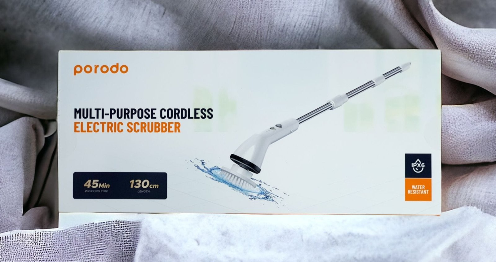 PORODO MULTI PURPOSE CORDLESS ELECTRIC SCRUBBER WHITE PD-LFSESC-WH - Image 2