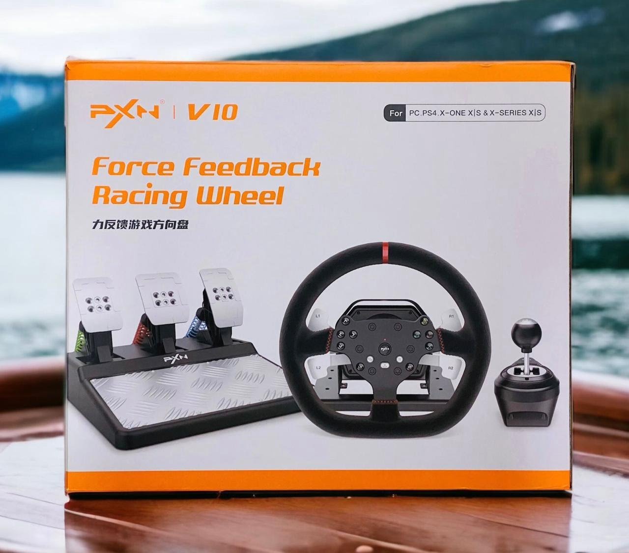 PXN FORCE FEEDBACK STEERING WHEEL PEDALS & SHIFTER FOR PC/PS3/PS4/XBOX ONE PXN-V10 - Image 2