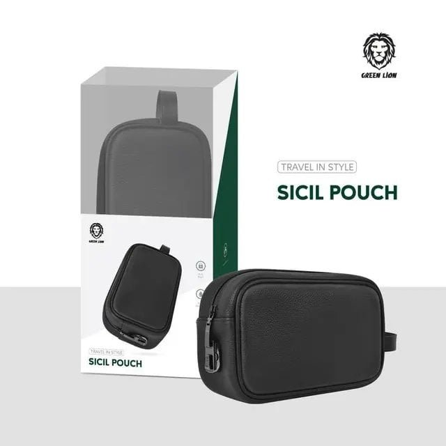 GREEN LION SICIL PU LEATHER POUCH BLACK GNSITPCHBK