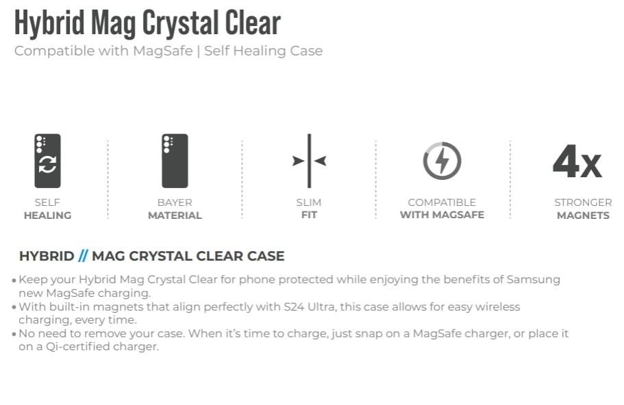 BLUPEBBLE SAMSUNG S24 ULTRA HYBRID MAG CRYSTAL CASE CLEAR BP-S24UCRYSTAL-CL - Image 4