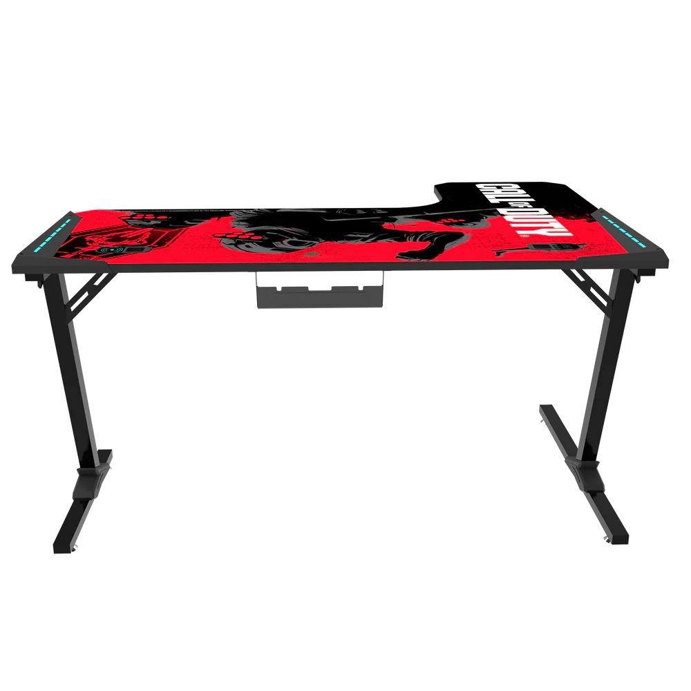 GameOn Phantom XL L-Shaped RGB Flowing Light Gaming Desk (Black/Red, COD-PHANTOMXL-L-01) - Stylish and Spacious Gaming Setup - Image 9