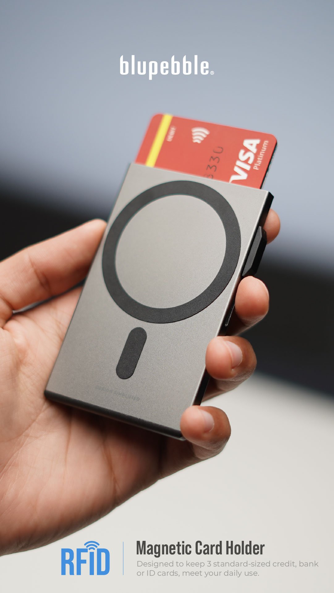 Bluepebble 3-Card Magnetic Holder with RFID Protection - Sleek and Secure BP-3CARRDMAG - Image 9